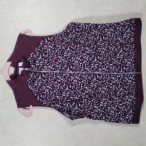 12129 Chico's maroon & black confetti knit zip front vest 3 XL